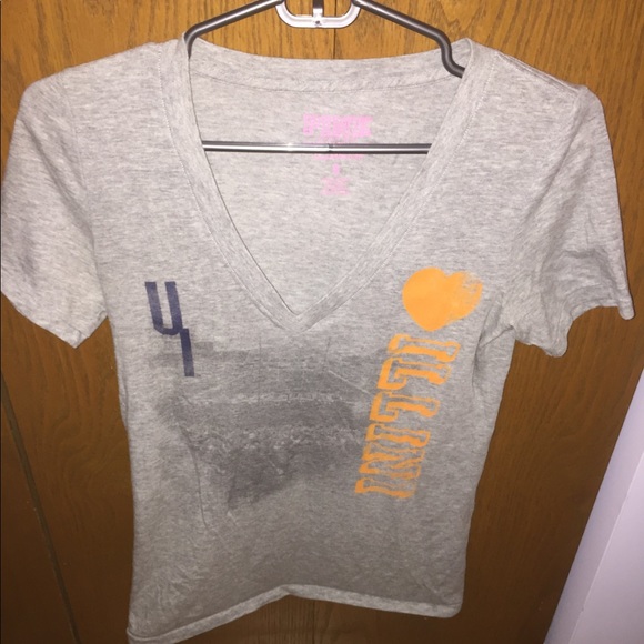 PINK Victoria Secret U OF I College T-Shirt Gray Size Small - Picture 1 of 4